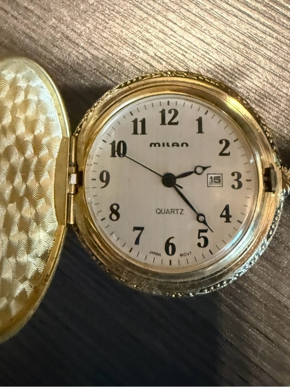 Milani Gold-Tone Hunter Case Pocket Watch with Date